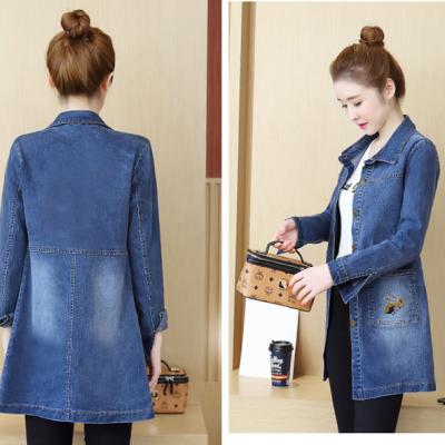 ÁO KHOÁC JEAN FORM DÀI CỔ SƠ MI TÚI THÊU ONG - NK314